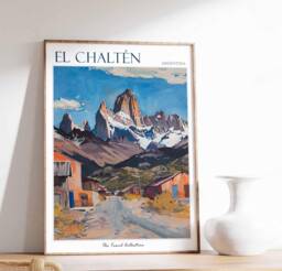 El Chalt??n Argentina Travel Poster Mountain Landscape Art Print - thumbnail 1