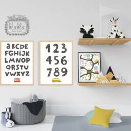Cars Alphabet Numbers Print Set, Kids Room Decor - thumbnail 2