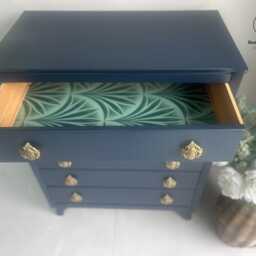 Navy Blue Vintage Harris Lebus Chest Of Drawers - thumbnail 3