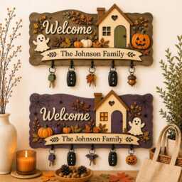 Personalized Wooden Key Holder, Custom Family Name, Farmhouse Entryway Decor - thumbnail 2
