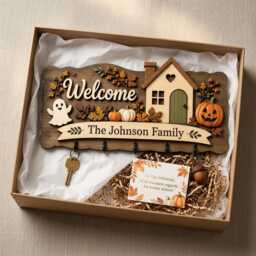 Personalized Wooden Key Holder, Custom Family Name, Farmhouse Entryway Decor - thumbnail 4