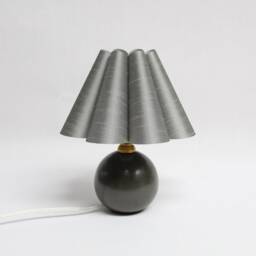 Dark Grey Fabric Bedside Lamp Ceramic Base, Modern Home Decor - thumbnail 3