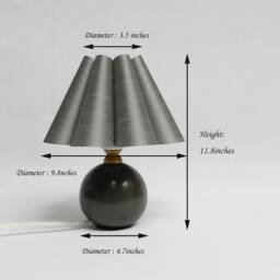 Dark Grey Fabric Bedside Lamp Ceramic Base, Modern Home Decor - thumbnail 2