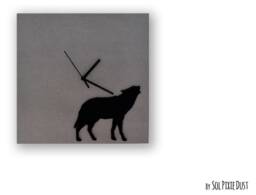 Concrete Square With Wolf Acrylic Silhouette - Wall Clock Modern Home Decor Minimalist Art Housewarming Gift Idea