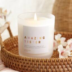 Personalised Sister Birthday Candle, Soy Wax Frosted Glass - thumbnail 1