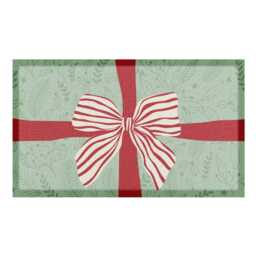 Red & White Stripe Bow Doormat Recycled PVC, Anti-Slip - 90x60cm - thumbnail 2