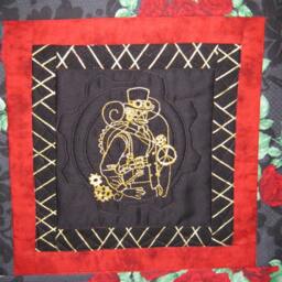 steampunk Wall Hanging Or Table Runner - Red Roses Gentleman Victorian, Pagan, Bohemian - thumbnail 3