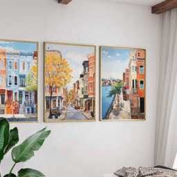 Set Of 3 Hoboken New Jersey Posters, Vintage Travel Prints, Usa City Wall Art, Hudson River Decor, Nyc Skyline Poster - thumbnail 2