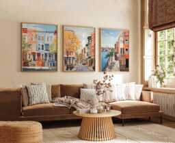 Set Of 3 Hoboken New Jersey Posters, Vintage Travel Prints, Usa City Wall Art, Hudson River Decor, Nyc Skyline Poster - thumbnail 1