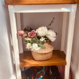 Handmade Rustic Solid Wood End Table, White Leg Accent, Narrow Side Table - thumbnail 4