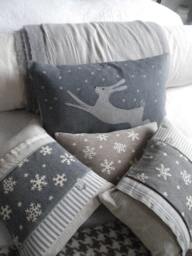 Exclusive Hand Printed Stone Snowflake Cushion Cover - thumbnail 4