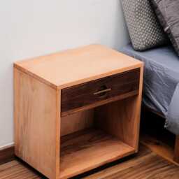 Solid Walnut & Beechwood Nightstand With Drawer, Bedside Table Brass Handle, Wooden Storage, Handmade Cabinet - thumbnail 3