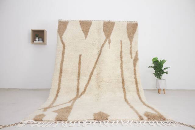 Moroccan Rug White & Brown - Handwoven Modern Living Room White Brown Beni Ourain Contemporary Area - image 1