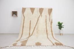 Moroccan Rug White & Brown - Handwoven Modern Living Room White Brown Beni Ourain Contemporary Area - thumbnail 1