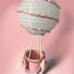 Handmade Pretty Baby Pink Girly Hot Air Balloon Nursery Bedroom Decor Lampshade - 60cm/42cm Height Shower Gift - thumbnail 2