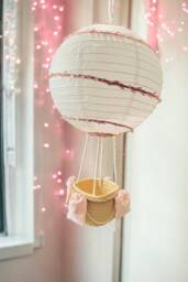 Handmade Pretty Baby Pink Girly Hot Air Balloon Nursery Bedroom Decor Lampshade - 60cm/42cm Height Shower Gift - thumbnail 1
