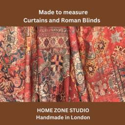 Custom Rusty Red Kilim Curtains Oriental Rug Print, Pencil Pleat - thumbnail 2