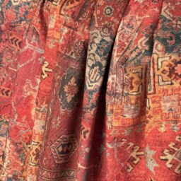 Custom Rusty Red Kilim Curtains Oriental Rug Print, Pencil Pleat - thumbnail 3