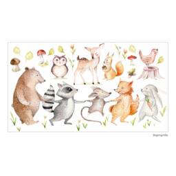 160 Wall Tattoo Forest Friends Bear, Mouse, Fox, Raccoon & Rabbit - in 6 Sizes Children's Room Baby Decoration Mural - thumbnail 1