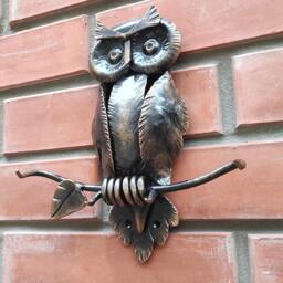 Handmade Iron Owl Key Holder Rustic Wall Decor, Hooks - thumbnail 4
