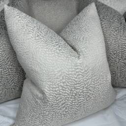Luxury Cushion Cover, Throw Pillow Cover - Designer Ashley Wilde Fabric, Ontario Champagne Textured Silver Shim Double Sided -Home Decor