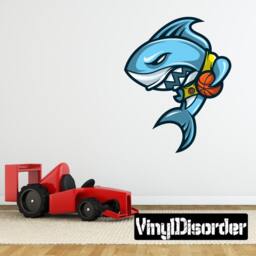 Basketball Shark Mascot Wall Decal - Fabric Vinyl Removable & Reusable Basketballuscolor009Et