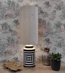 Extra Tall Drum Lampshade in Light Grey Velvet, 50cm Height - thumbnail 1