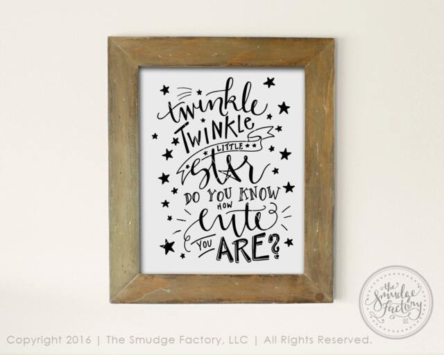 Twinkle Star Nursery Art Print, Hand-Lettered Design - Digital Download - image 1