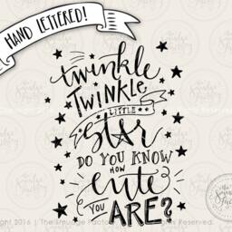 Twinkle Star Nursery Art Print, Hand-Lettered Design - Digital Download - thumbnail 2