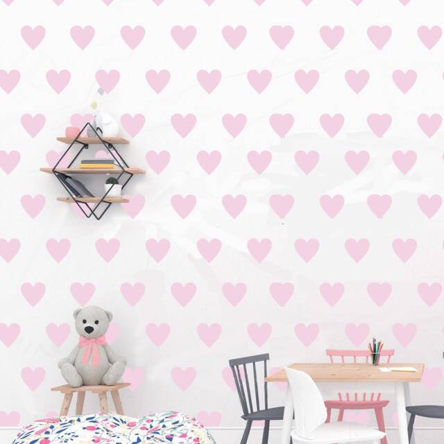 Hearts Pattern Stencil Reusable Home Decor, Nursery Wall Art - image 1