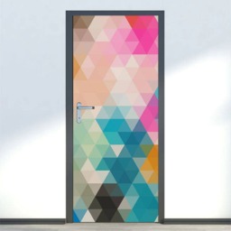 Abstract Shapes Wall Decal, Sticker, Door Decor, Modern Mural, Cover Wrap - thumbnail 2
