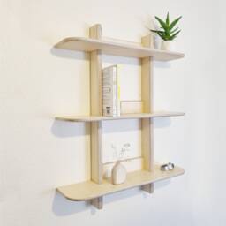 Modular Birch Plywood Floating Wall Shelves - Handmade in England Modern Mid-Century Decor 3 Shelving Unit Scandi Japandi Design - thumbnail 1