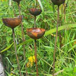 Rustic Bee & Butterfly Water Cups Wildlife Garden Art, Set Of 3/5 - thumbnail 2