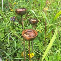 Rustic Bee & Butterfly Water Cups Wildlife Garden Decoration - thumbnail 4
