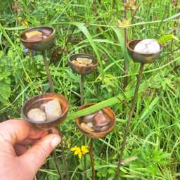Rustic Bee & Butterfly Water Cups Wildlife Garden Art, Set Of 3/5 - thumbnail 1