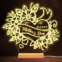 Happy Mother's Day Tattoo Style Heart Flowers Personalised Gift Lamp Night Light - thumbnail 1