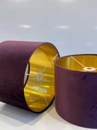 New Luxury Premium Quality Glamour Grape Purple Velvet Fabric With Brushed Metallics Lining Lamp Shade Pendant Light in Multi Sizes