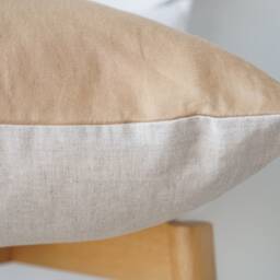 Linen Beige White Cream Striped Pillow Cover - thumbnail 4