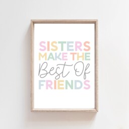 Set Of 3, Sister Make The Best Of Friends Print Set, Wall Art, Sibling Prints, Girls Bedroom Rainbow Pastel - thumbnail 3
