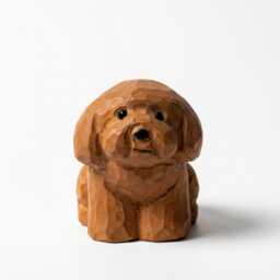 Sweet Hand Carved Wooden Poodle Figurine Rustic Sitting Dog Desk Decor Miniature Doodle Statue Unique Pet Lover Gift Memorial - thumbnail 2
