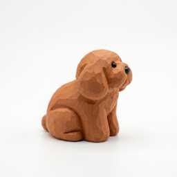 Sweet Hand Carved Wooden Poodle Figurine Rustic Sitting Dog Desk Decor Miniature Doodle Statue Unique Pet Lover Gift Memorial - thumbnail 3