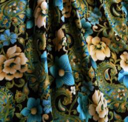Window Decor Brown Turquoise Green Valance, Decorative Kitchen, Floral Gold Blue, Flowers Draping Lined, Bedroom Living Room Valence - thumbnail 1