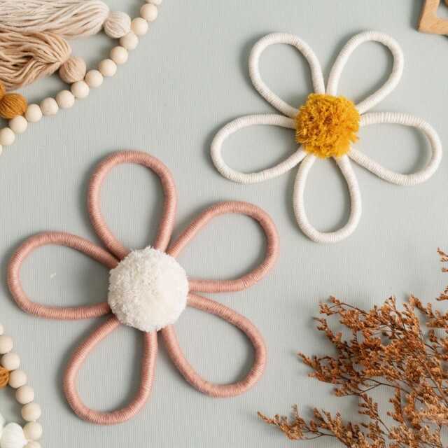 Flower Wall Hanging - Arabella Wildflower Trio Kidsroom Decor Girls Room Flower Kids Art Styling U03 - image 1
