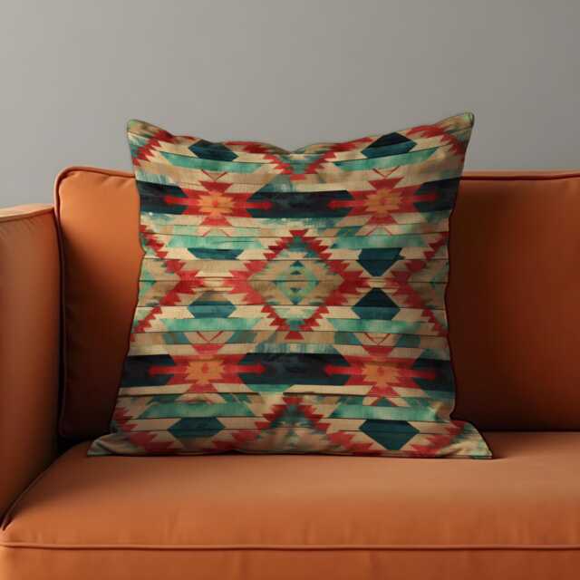 Southwestern Aztec Cushion Cover, Rustic Boho Tribal Diamond Pattern Pillow Earth Tones Desert Decor, Eclectic Home Decoration - image 1