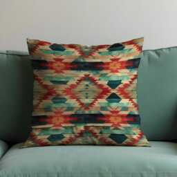 Southwestern Aztec Cushion Cover, Rustic Boho Tribal Diamond Pattern Pillow Earth Tones Desert Decor, Eclectic Home Decoration - thumbnail 2