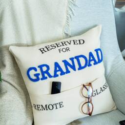 Personalized Grandpa Pocket Punch Needle Pillow, Fathers Day Embroidered Gift, Cushion, Gift For Dad, Custom Throw Pillow