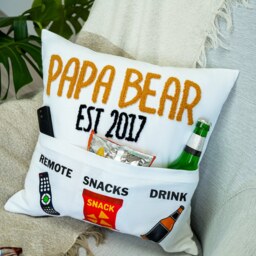 Personalized Grandpa Pocket Punch Needle Pillow, Fathers Day Embroidered Gift, Cushion, Gift For Dad, Custom Throw Pillow - thumbnail 2