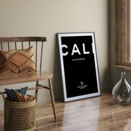 California Black & White Typography Wall Art Print - Custom Any Colour Us State United States Of America Usa - thumbnail 2