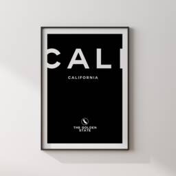California Black & White Typography Wall Art Print - Custom Any Colour Us State United States Of America Usa - thumbnail 3