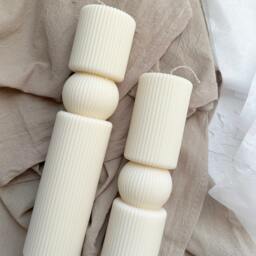Large Undyed Ribbed Soy Candle Minimalist Pillar Candle - thumbnail 2